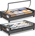 Under Bed Storage with Wheels, 2Pack Under Bed Storage Containers, Underbed Shoe Storage Organizer, Rolling Under Bed