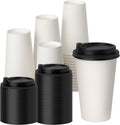 16 oz Disposable Coffee Cups with Lids 100 Pack