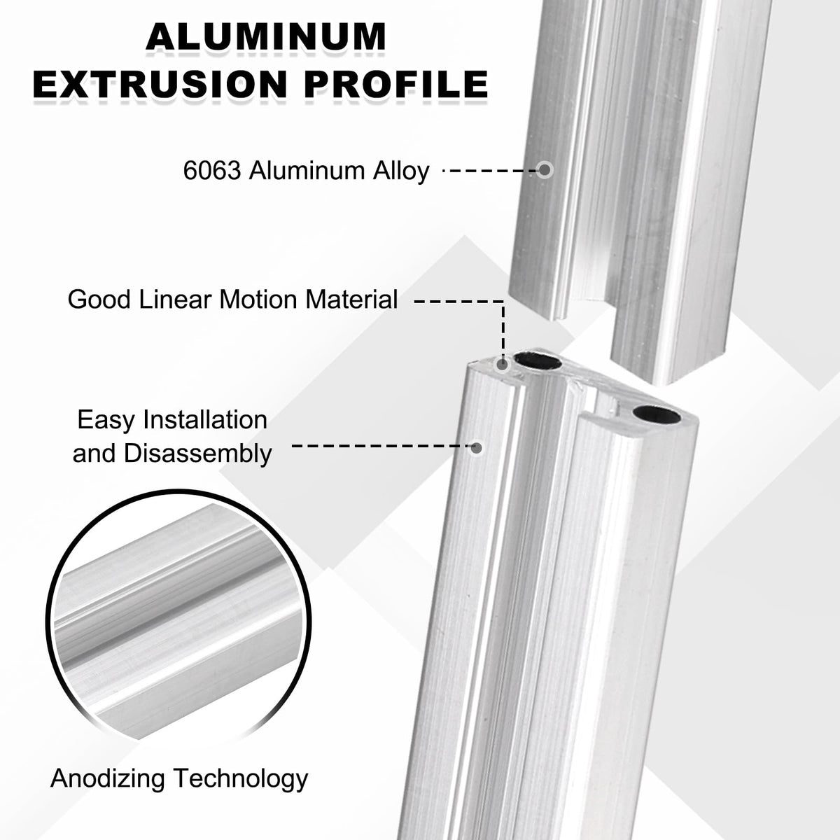 uxcell 2Pcs 250mm 1020 Aluminum Extrusion Profile, Anodized Linear Rail