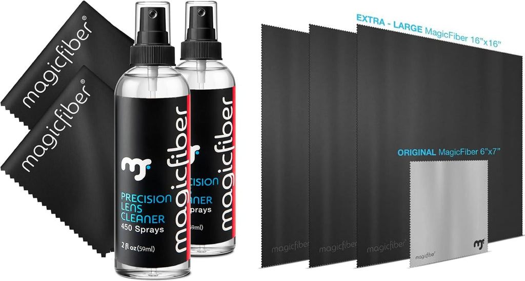 8 PK Glasses Kit - 2 Eyeglass Cleaner Sprays + 6 Microfiber Cleaning Cloths - Premium Eye Glass Cleaners Spray and