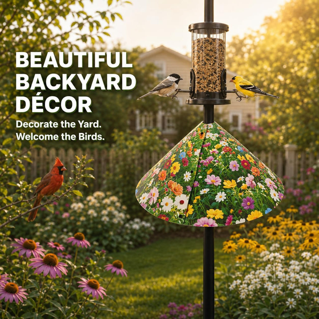 Floral Pattern Squirrel Baffle - Keep Squirrels Away and Attract Birds - Durable Cone - Shaped Squirrel - Proof Guard