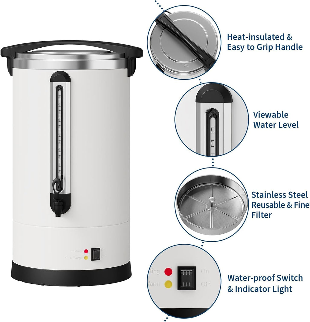 80 Cup Commercial Coffee Urn, 12L Stainless Steel