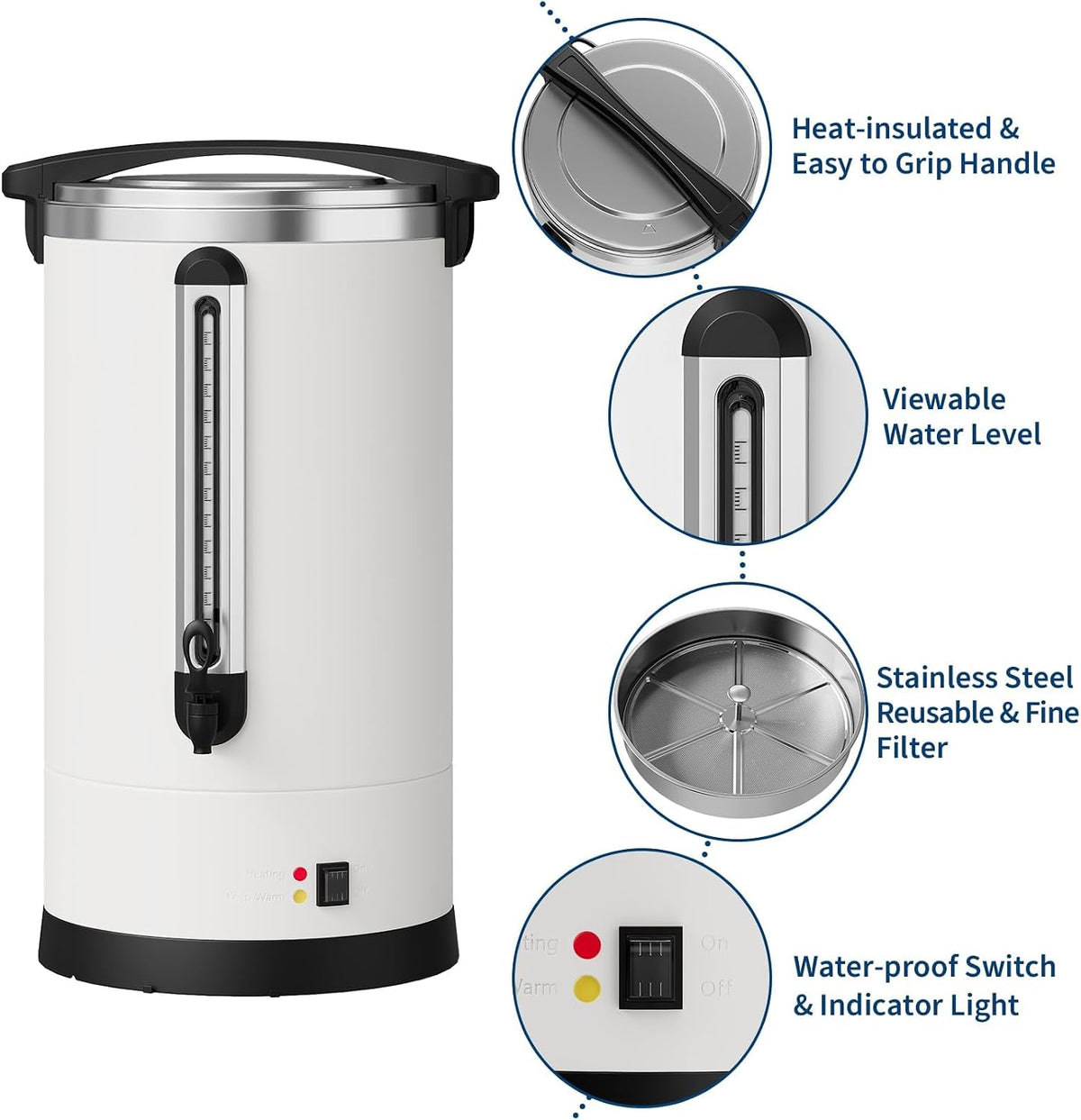 80 Cup Commercial Coffee Urn, 12L Stainless Steel