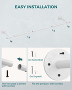 33" Industrial Pipe Clothing Rack, Wall Mounted Clothes Rack 2 Pack