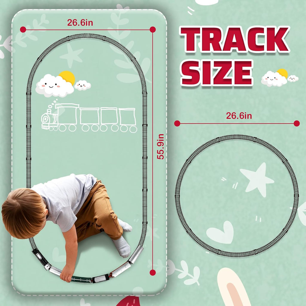 Electric Train Set Train Tracks with Light for Kids Train Railway | Cargo Cars and Long Track for Kids 3-12 with