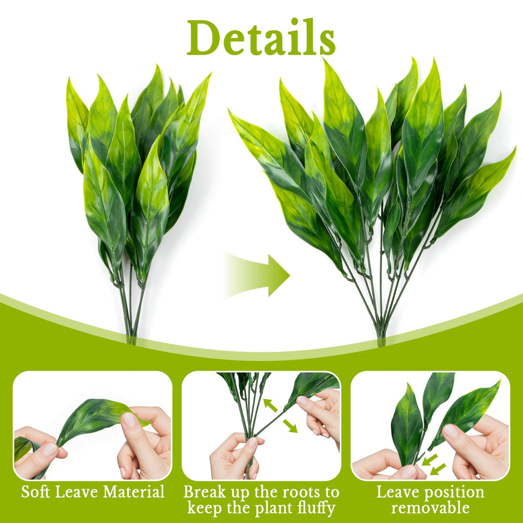 4PCS Artificial Greenery Stems - 13.7" Lucky Bamboo Leaves