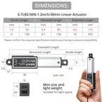 Justech 1.2"/30mm 6.7lbs/30N 12V Mini Linear Actuator, IP54 Rated 30mm/s