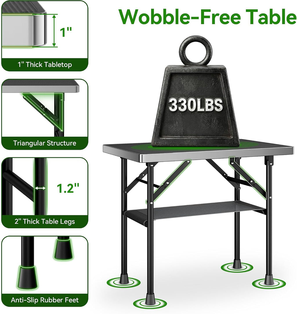 Dog Grooming Table with Arm, 35.5" L×23.6" W x 30" H Foldable Heavy Duty Pet Grooming Station with Adjustable 33.5"