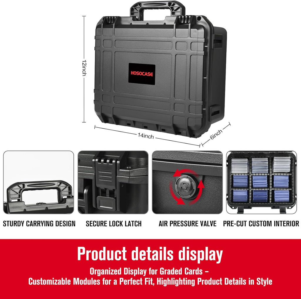 Graded Card Case Storage Box: Fits Toploader Trading Sport Maggnetic Cards | Waterproof with Adjustable 6 Foam