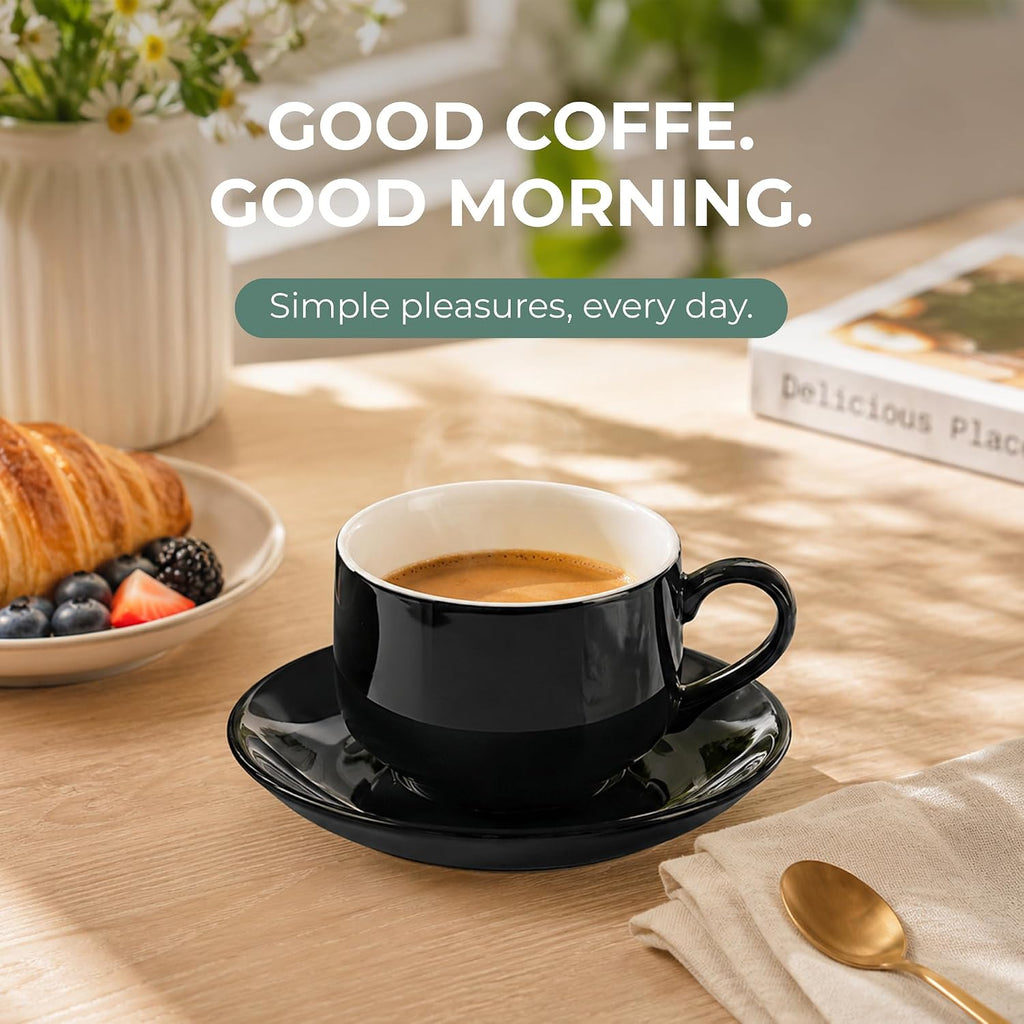 3 Ounce Espresso Cups Set of 4, Black