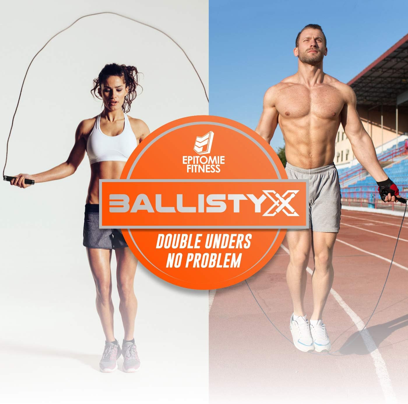 Ballistyx Jump Rope - Premium Speed Jump Rope with 360 Degree Spin, Steel Handles, Silicone Grips and 2 x Adjustable