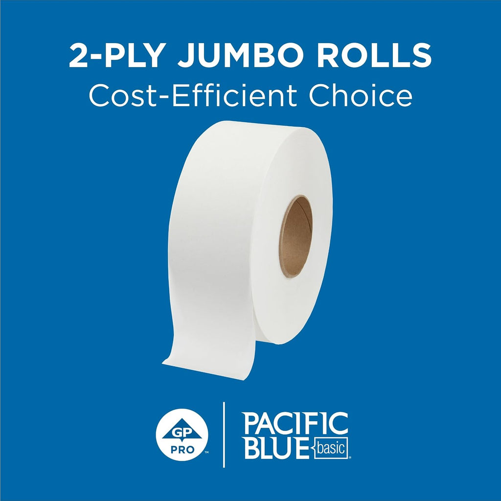 Pacific Blue Basic 2-Ply Jumbo Jr. 9" Toilet Paper by GP PRO (Georgia-Pacific), 12798, 1,000 Linear Feet per Roll, 8