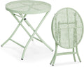 Outdoor Folding Side Table with Chic Hollow Pattern and Durable, Rust-Resistant Coated Iron Patio Bistro Table