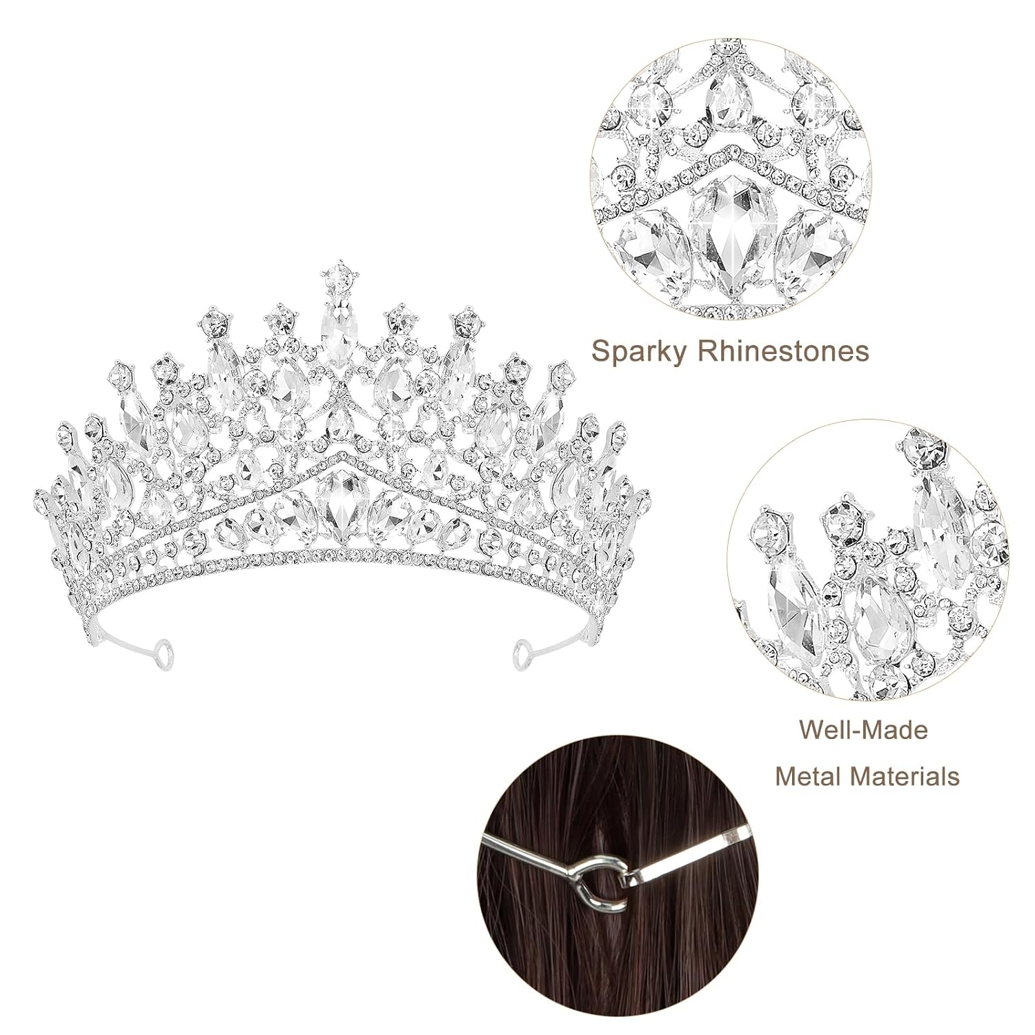 Birthday Crowns for Girls, Silver Tiaras and Crowns for Women and Girls Princess Crown and Tiara for Birthday Queen