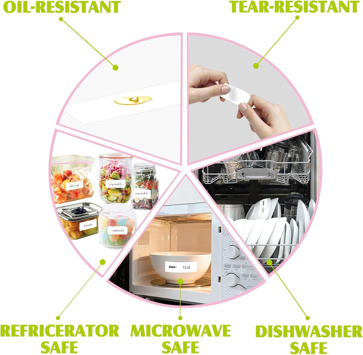 1000 Blank Removable Labels, Blank Removable Freezer Labels Water Oil Resistant with Perforation Line for Food