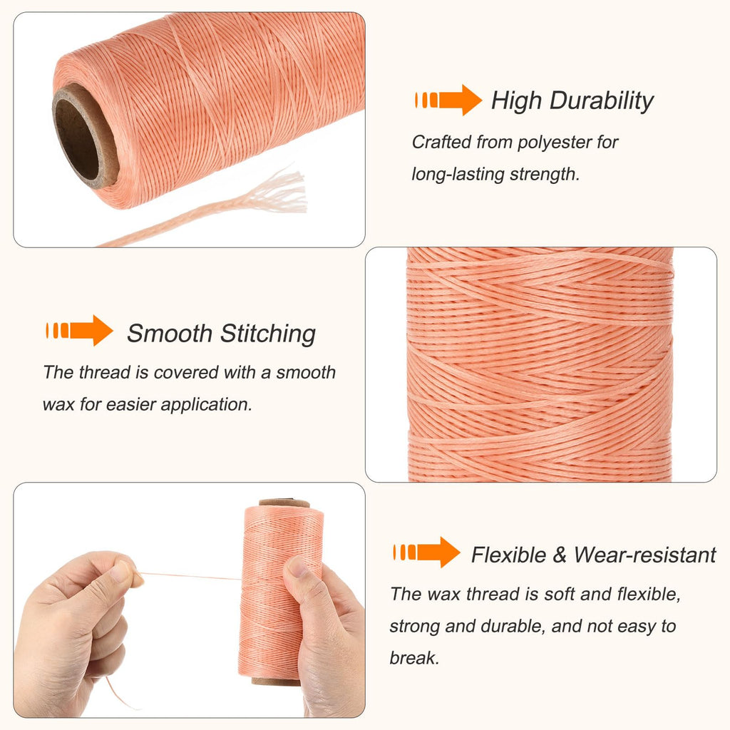 Waxed Thread Wax String 284 Yard 0.8mm 150D Flat Light Pink