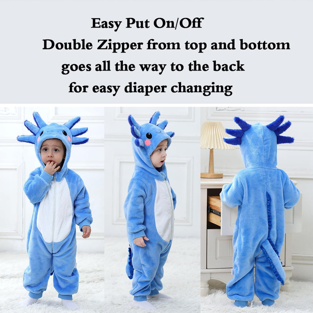 Baby Axolotl Halloween Costumes For Kids Infant Toddler Boys Girls Cute Animal Onesie Pajamas Costume Outfit
