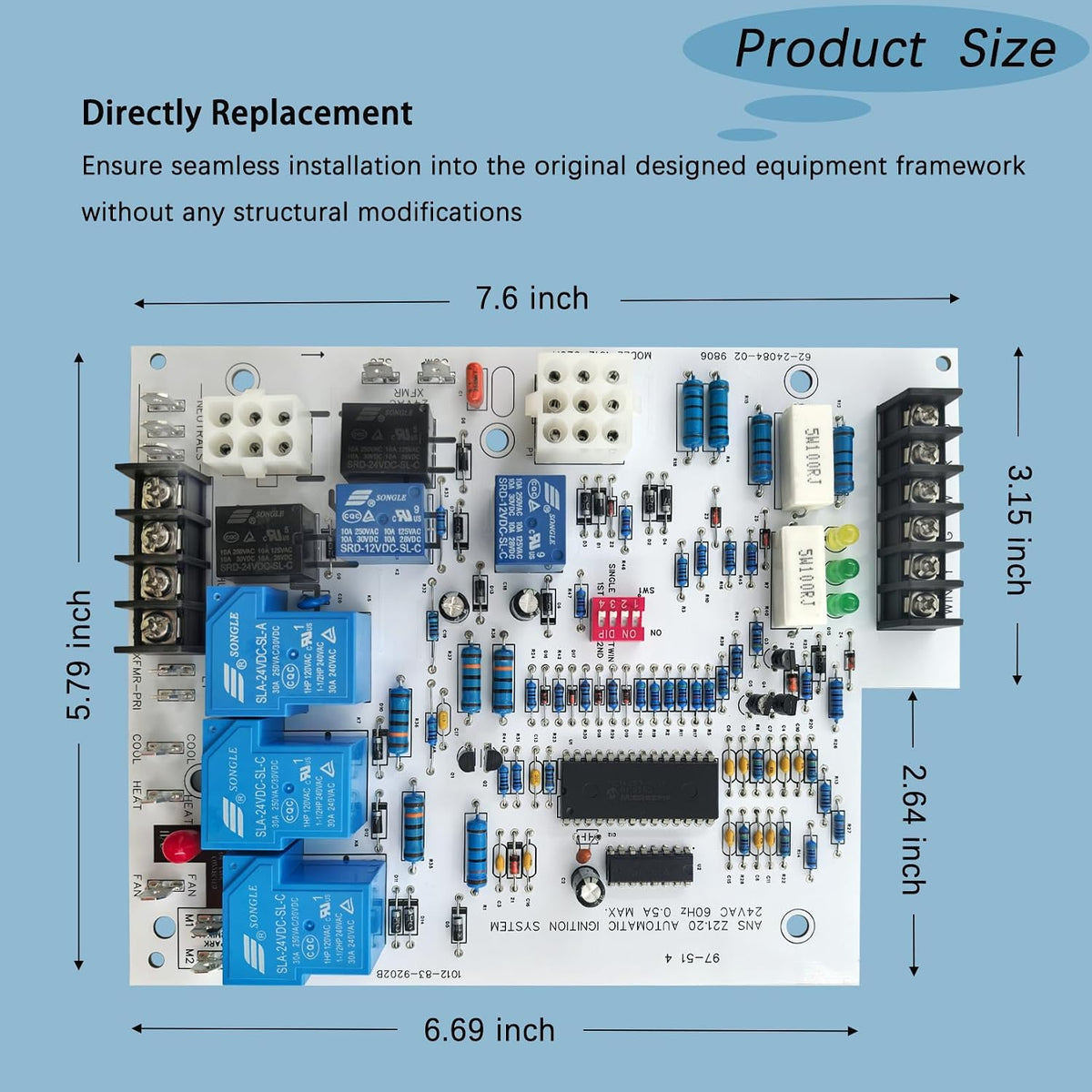 1012-920A Furnace Control Board for Rheem Ruud 62-24084-82 62-24084-02