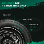 15 Inch Hubcaps 4-Pack Black & Silver Wheel Cover Universal-Fit
