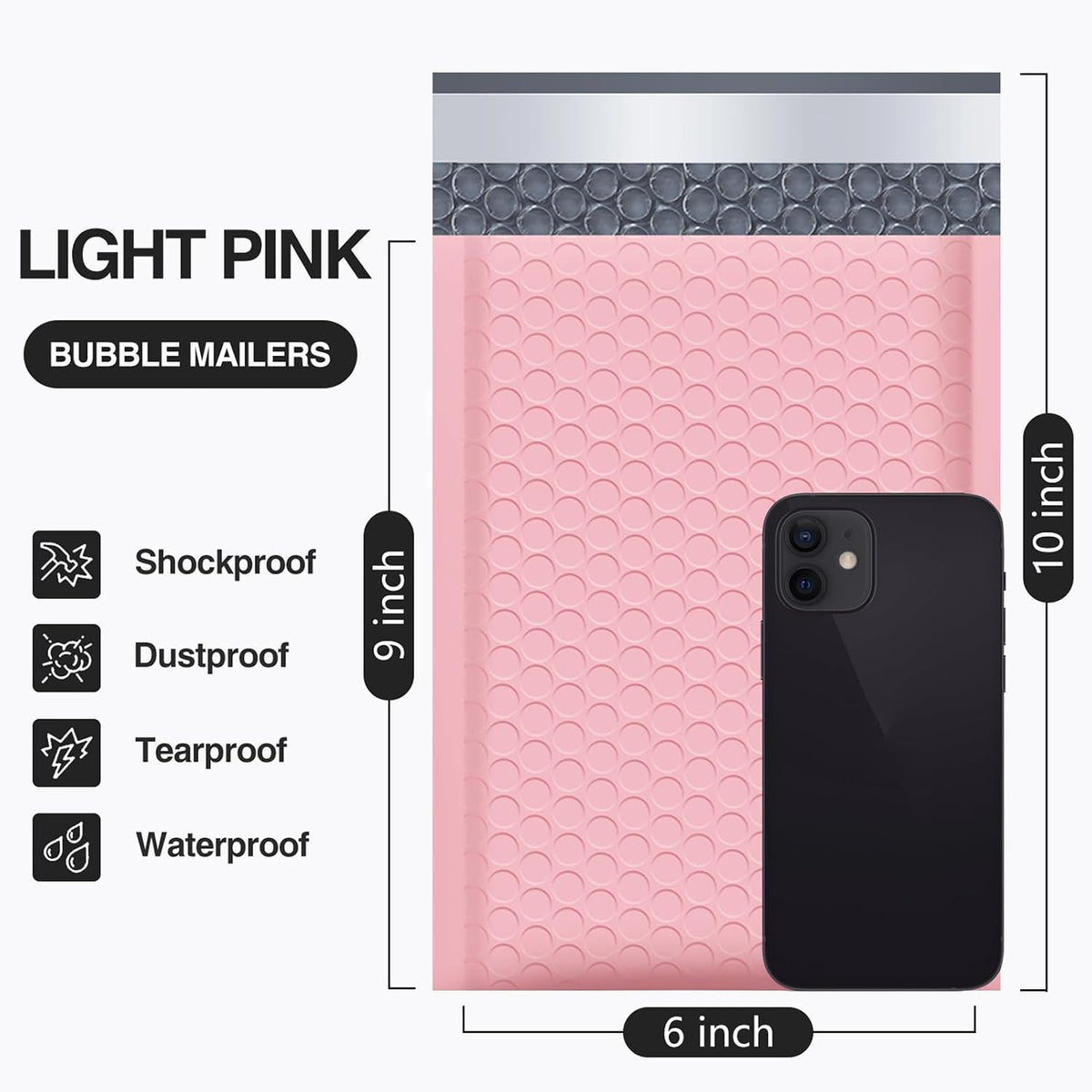 Bubble Mailers 6x10" Light Pink Usable Size 6x9" Padded 100 Pack #0