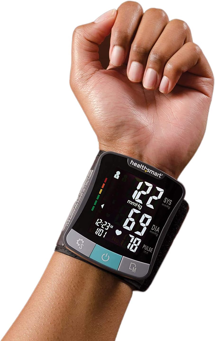 Digital Premium Wrist Blood Pressure Monitor with Cuff That Measures Pulse Heartbeat and High or Low BP, 120 Reading