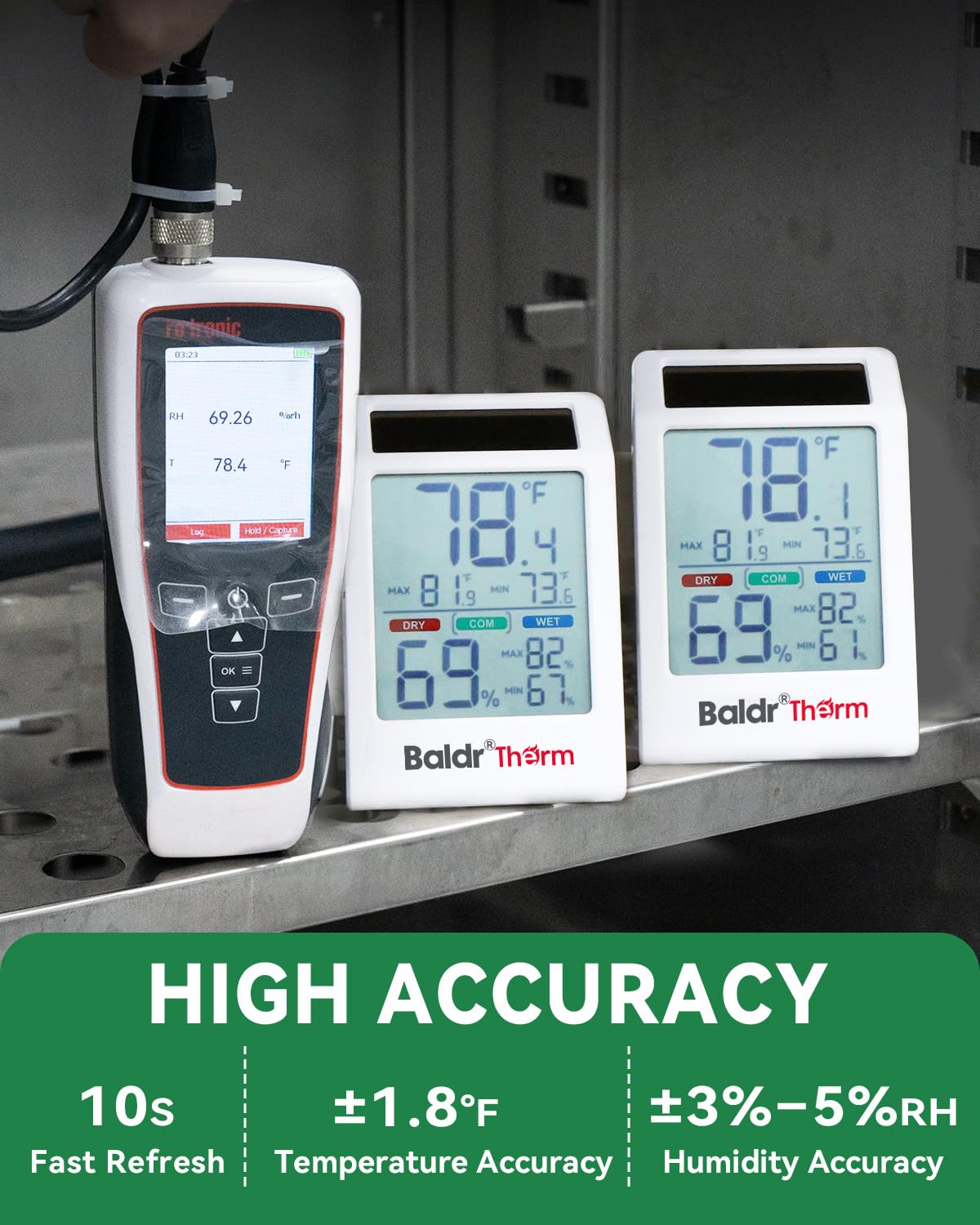 Indoor Thermometer Humidity Meter with Backlight Solar Powered