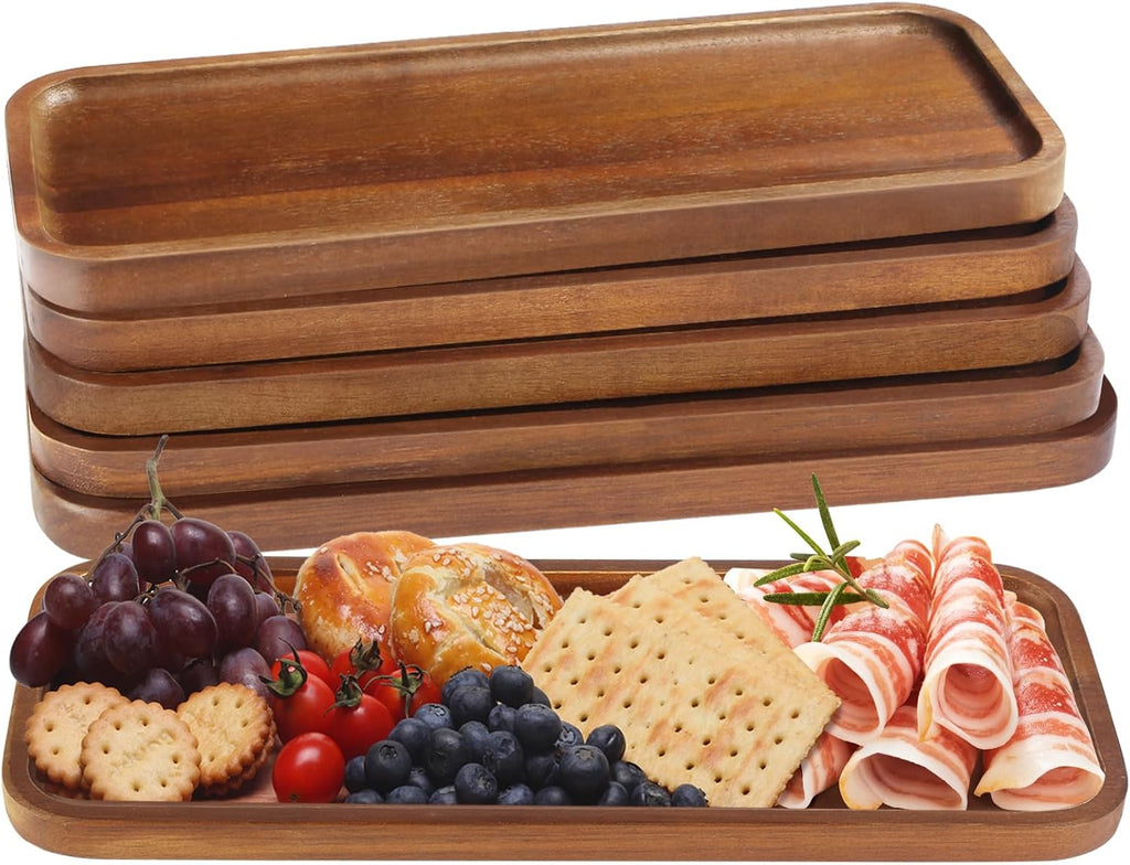 Small Wooden Trays and Platters, Mini Charcuterie Boards, 6 Pack