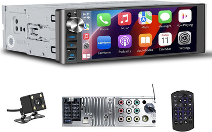 Single Din Car Stereo – Wireless CarPlay, 240W, 2 Subwoofer Ports | Wireless Android Auto, High Power, 4-Channel RCA