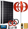 Wind Turbine Vertical Axis Generator 200W12V + 2 PCS 100W 12V Monocrystalline Solar Panel Kits Suit for RV Marine