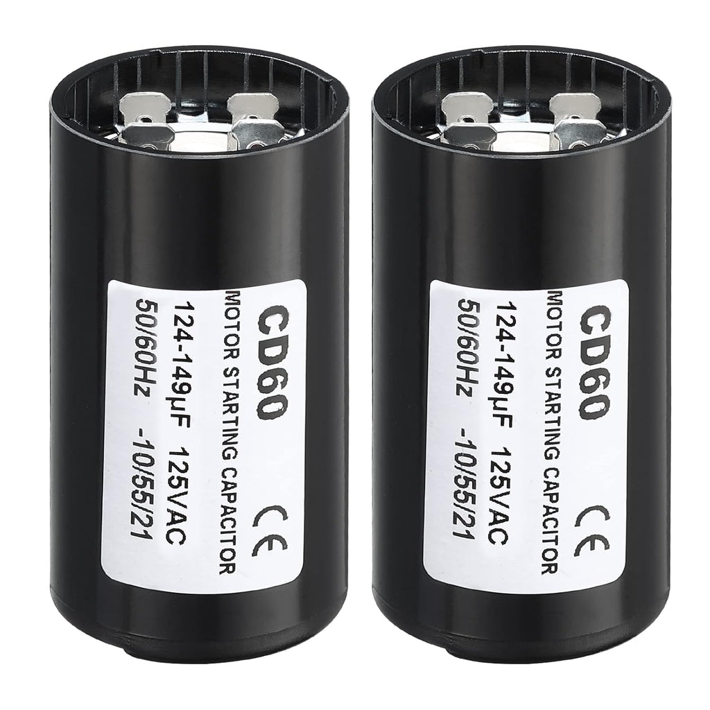 PATIKIL Motor Start Capacitor, 2 Pack 124-149uF/Mfd 125V 50/60Hz CD60 Run Capacitor for Electric Motor Starts