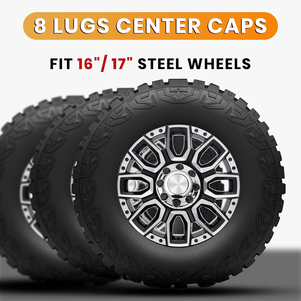 8 Lugs Wheel Center Caps Hub Caps Compatible with Chevy Silverado 2500 3500 Epress Van Set of 4 OEM Replacement