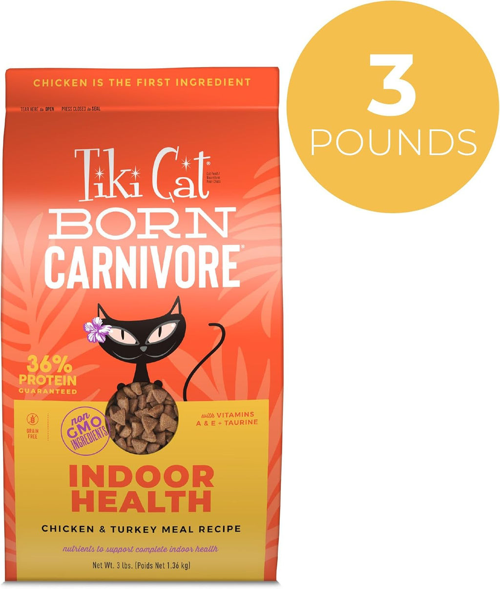 Tiki Cat Born Carnivore Dry Cat Food, Chicken & Turkey Meal, 3 lb Bag