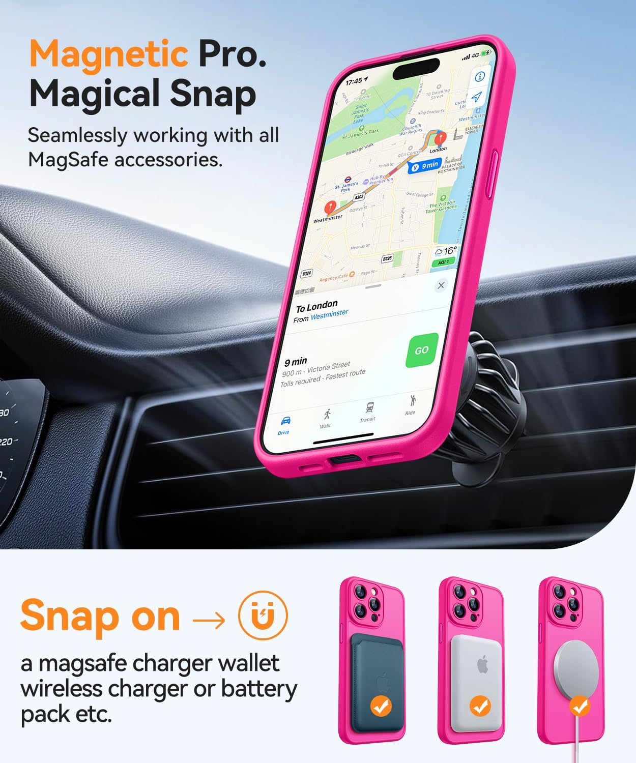 Magnetic Compatible with iPhone 15 Pro Max Case, Upgraded [Full Camera Protection] [Compatible with Magsafe]
