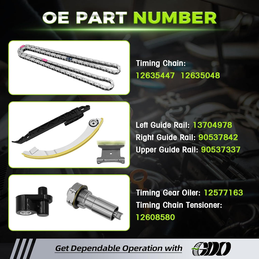 2.4 Ecotec Timing Chain Kit W/Tensioner 94201S Compatible with 2010-2017 Chevy Equinox Malibu, GMC Terrain, Buick Verano Regal Lacrosse, Saturn Aura/Vue,2.4L 2.0L 2.2#12680750 Kit Cadena De Tiempo