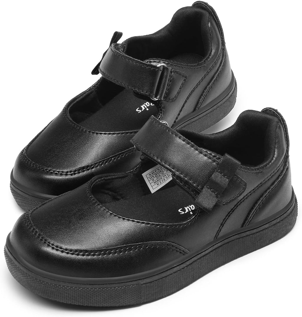 Girls Mary Jane Toddler School Shoes | Adjustable Strap Uniform Sneakers Durable Toe Flexible Non-slip Flats Easy On