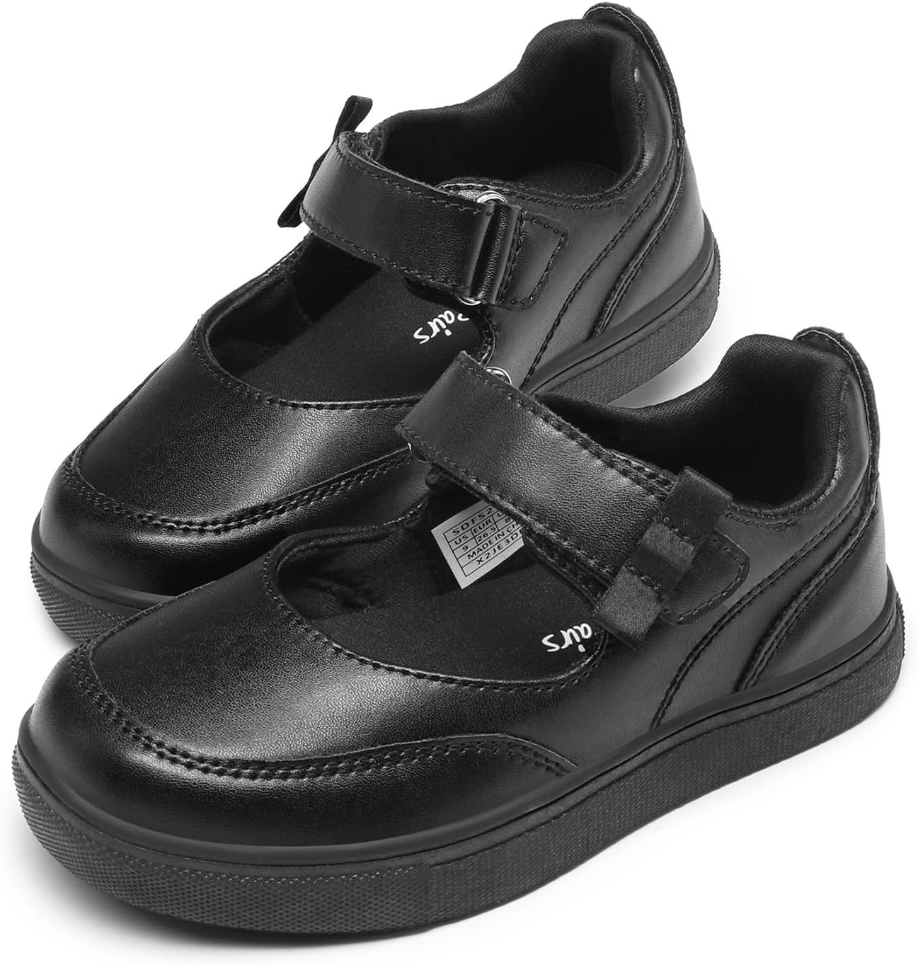 Girls Mary Jane Toddler School Shoes | Adjustable Strap Uniform Sneakers Durable Toe Flexible Non-slip Flats Easy On