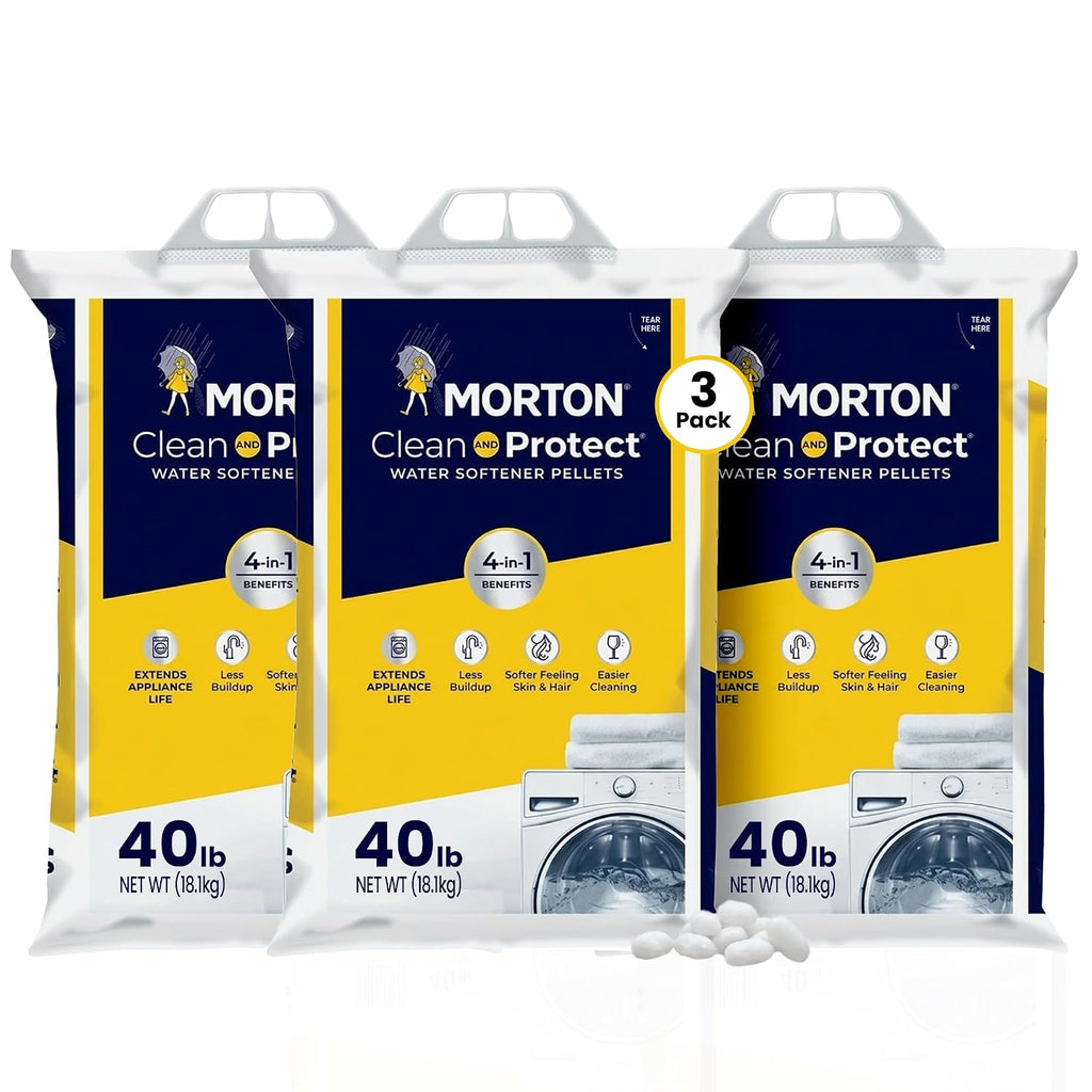 Morton Water Softener Salt Pellets, 40 lb Bags (3 Pack)
