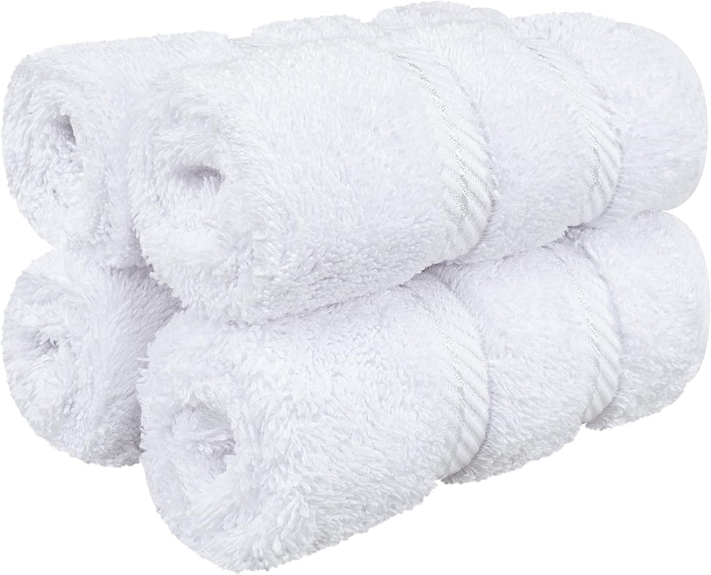 100% Cotton Luxury Turkish Towels, 4 PC Washcloth Set | Soft Absorbent Quick Dry OEKO Tex Standard 100 Certificated