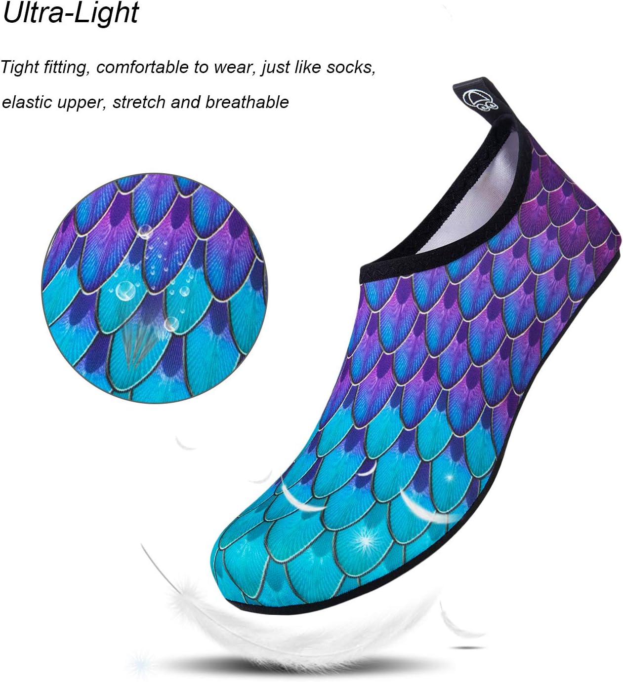Water Shoes for Womens Mens Barefoot Quick-Dry Aqua Socks for Beach Swim Surf Yoga Exercise New Translucent Color Soles