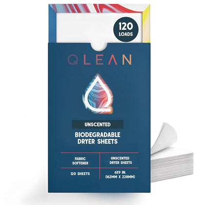 Dryer Sheets Unscented (120 Loads) – Biodegradable Fragrance-Free Fabric Softener Sheets, Plant-Based Natural Static