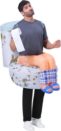 Adults Inflatable Costumes, Sitting on a Toilet Inflatable Costume, Funny Blow Up Costumes for Halloween Costume