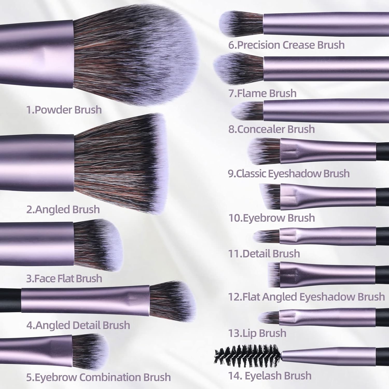14 Pcs Makeup Brushes Set with 1 Pcs Makeup Sponge – Essential Foundation Powder Concealers, Eye Shadows, Blush