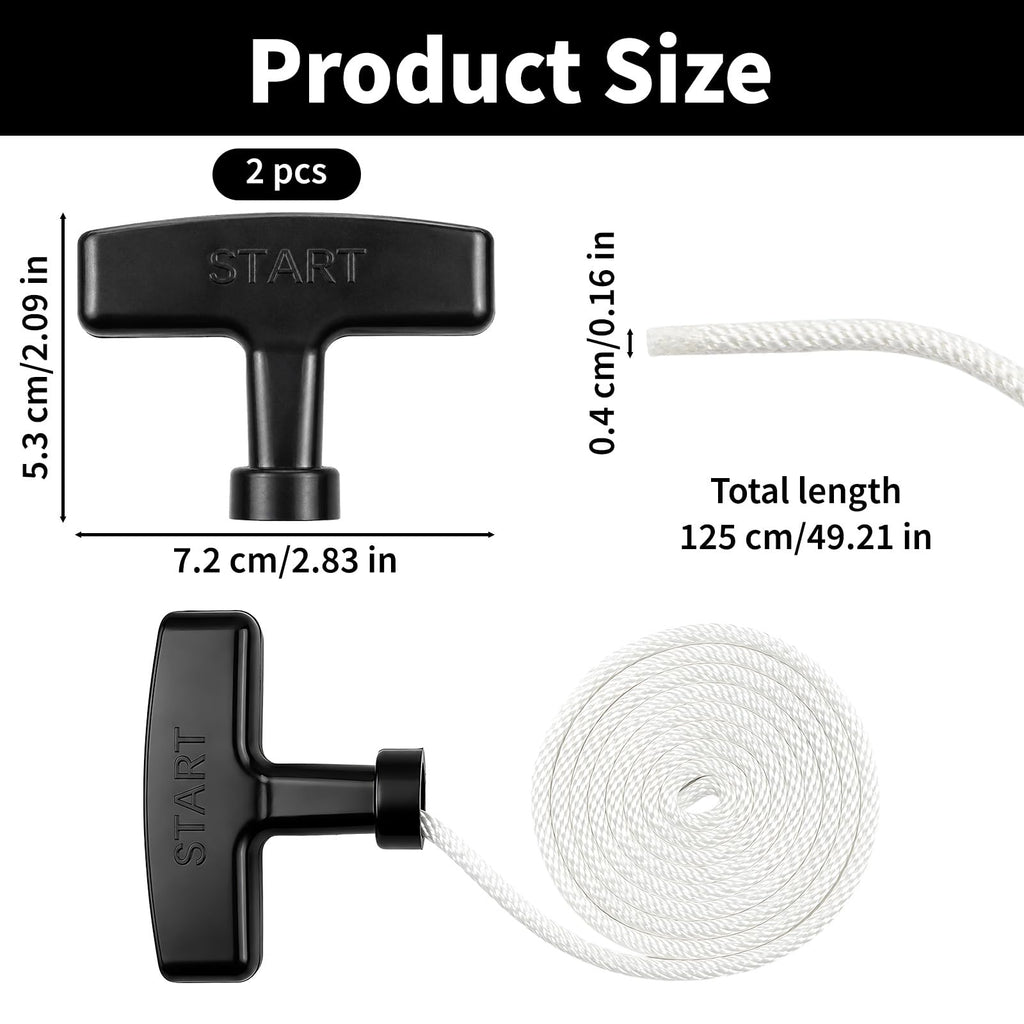 3 Pcs Pull Cord Handle Replacement, 49 Inch Recoil Starter Pull Handle