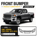 PENSUN Split Front Bumper Fit for 2015-2019 GMC Sierra 2500 3500, Chrome