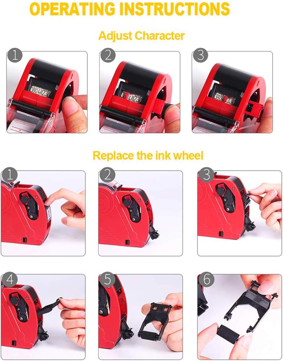 MX-5500 8 Digits Price tag Gun with 5000 Sticker Labels and 3 Ink Refill, Label Maker Pricing Gun Kit Numerical Tag