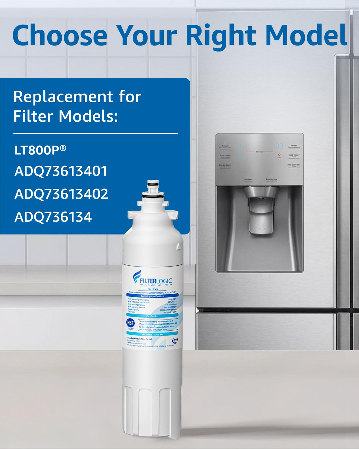 ADQ73613401 Water Filter, Replacement for LG LT800P 3 Pack