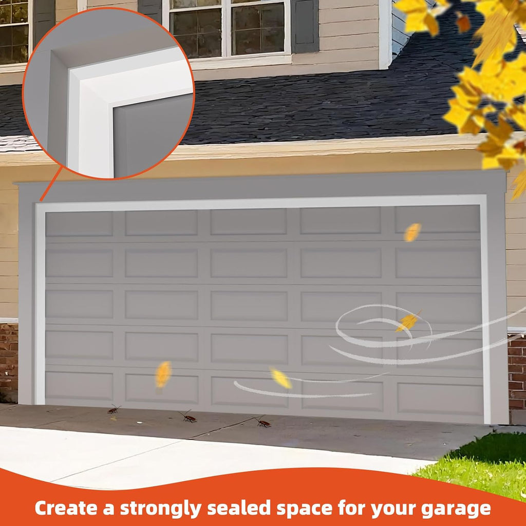 Garage Door Seal Top and Sides with Nails, 40 FT, White