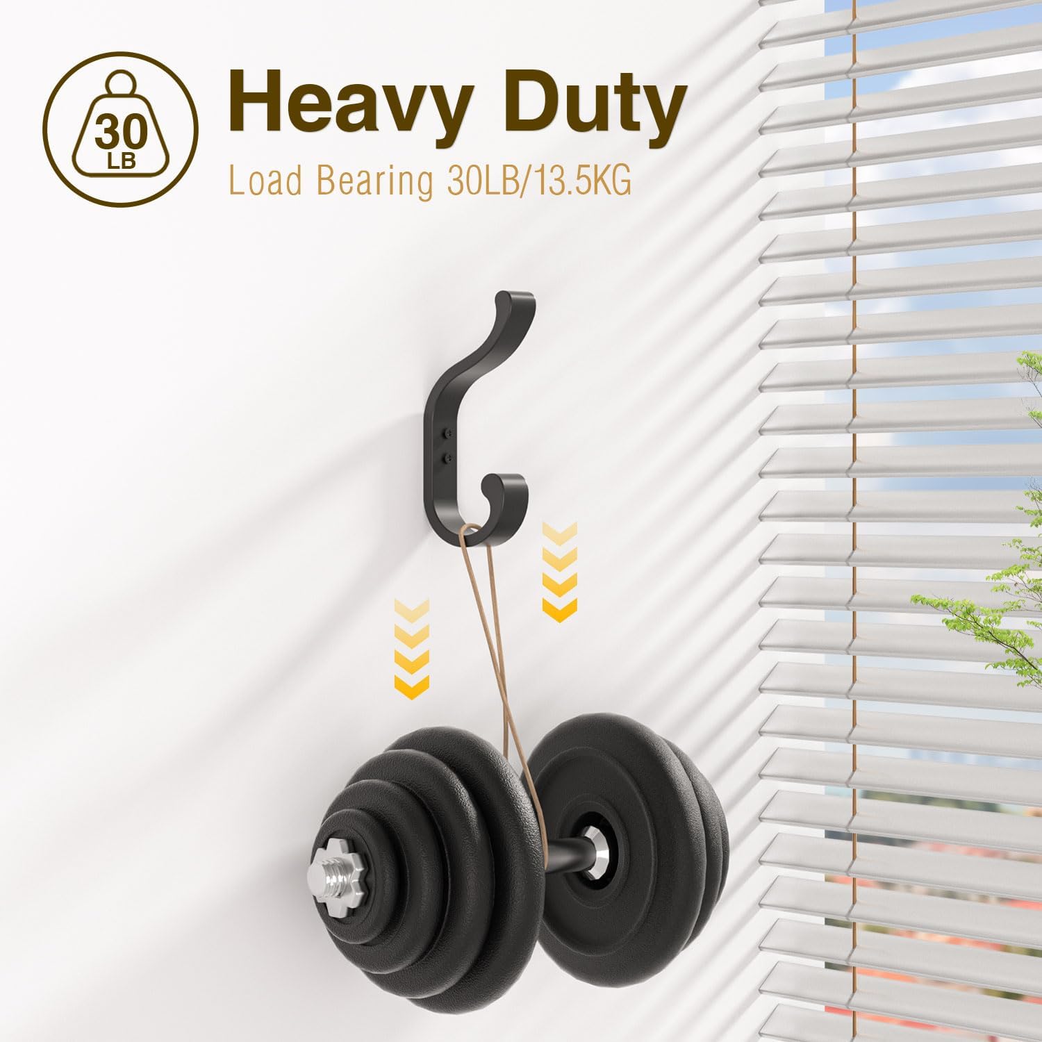 Coat Hooks Wall Mount for Hanging, Heavy Duty Backpack Hooks for Wall, Hold up to 30 lbs, Large Hanger Hooks for