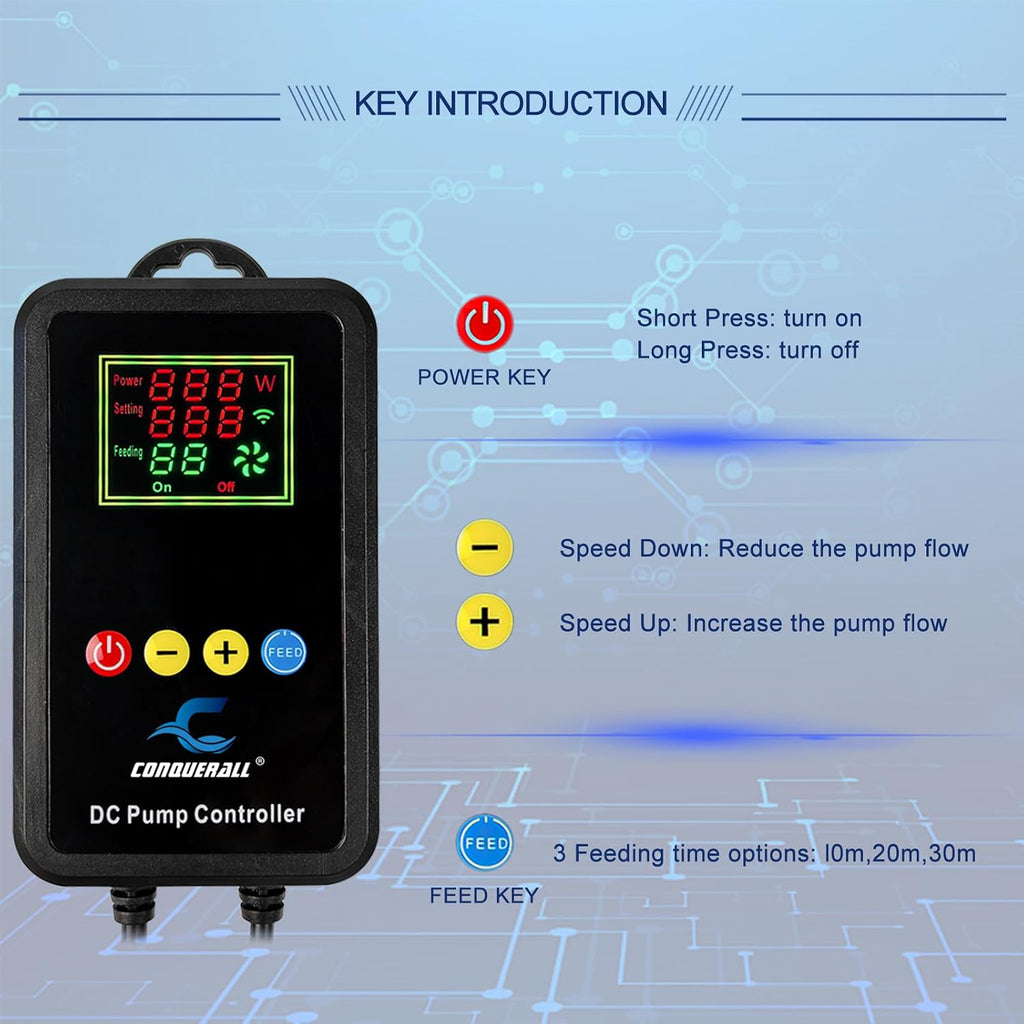 DC 24V CHS-1500 9W Return Pump 385GPH 9.1ft Durable with Controller for Fish Tank, Aquarium