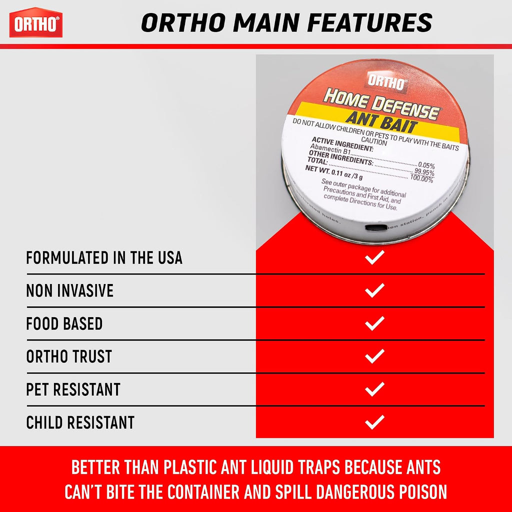 Ant Traps Indoor by Ortho Home Defense 4pk- Metallic & Adhesive Ant Killer Indoor & Ant Killer Outdoor - Ant Trap |